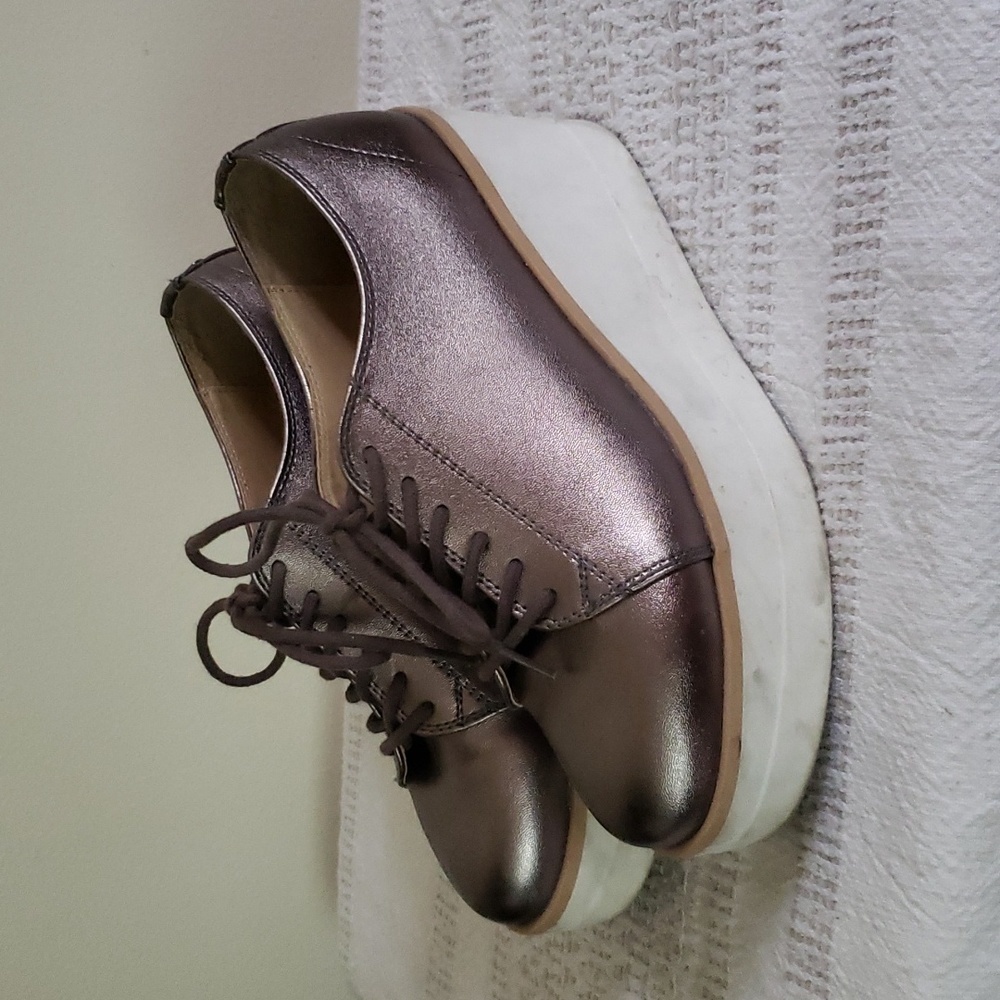 F EFE wedge platform metallic lace up loafers punk, schoolgirl, tennis sneakers